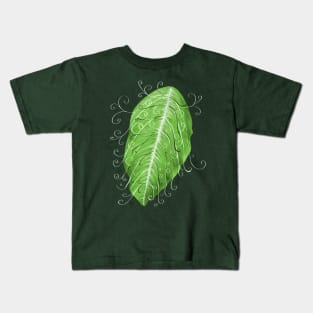 Swirly Green Leaf Kids T-Shirt